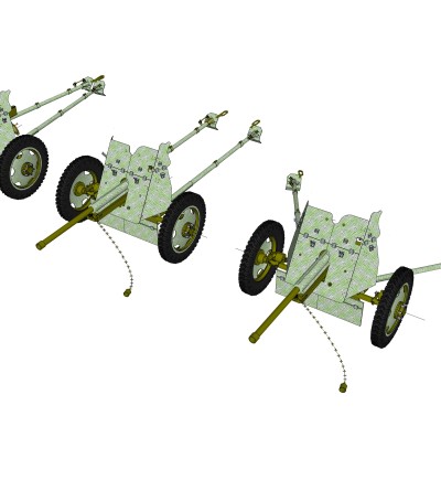 苏联M1937型45毫米反坦克炮su模型,苏联M1937型45毫米反坦克炮sketchup模型下载