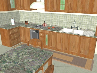 <em>现代厨房</em>柜免费su模型，厨房柜skp模型下载