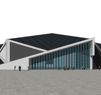 现代高层办公楼草图大师模型，高层办公楼sketchup模型免费下载