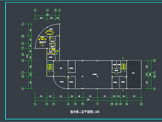 度假村综合楼CAD施工图，办公空间CAD施工图纸下载