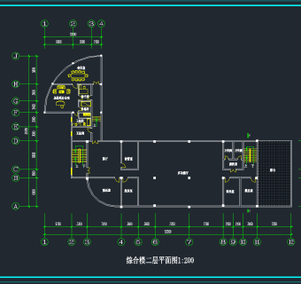 度假村综合楼CAD施工图，办公空间CAD施工图纸下载