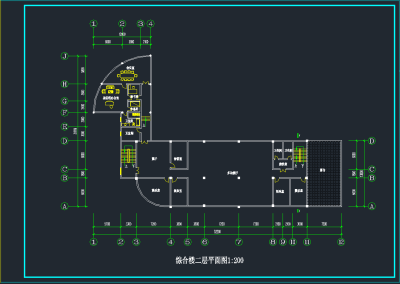 度假村综合楼CAD施工图，办公空间CAD施工图纸下载