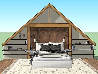 <em>小木屋</em>卧室sketchup模型免费下载