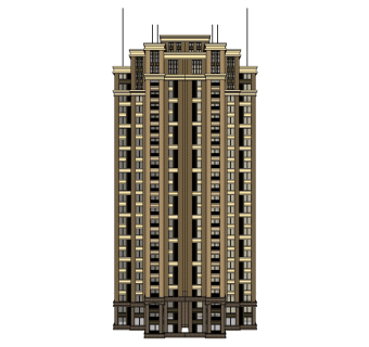 欧式高层住宅楼外观su模型下载，住宅楼草图大师模型