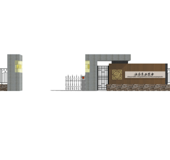 现代小区大门入口草图大师模型，小区大门入口sketchup模型免费下载