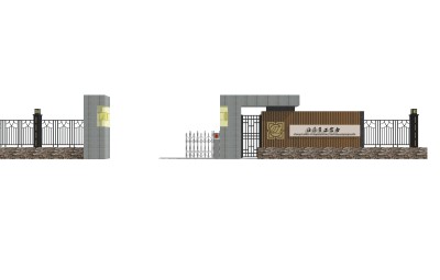 现代小区大门入口草图大师模型，小区大门入口sketchup模型免费下载