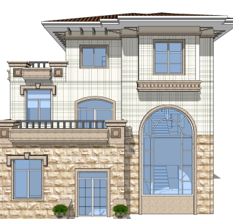 欧式别墅su模型下载、欧式别墅草图大师模型下载