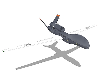 现代无人机RQ-4Asu模型，无人机草图大师模型下载