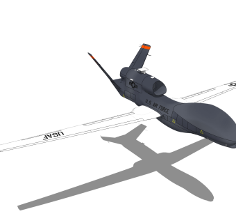 现代无人机RQ-4Asu模型，无人机草图大师模型下载