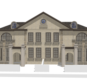 欧式别墅外观草图大师模型，别墅外观sketchup模型免费下载