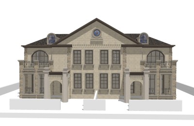 欧式别墅外观草图大师模型，别墅外观sketchup模型免费下载