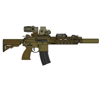 德国H&k公司416步枪草图大师模型，步枪SU模型下载