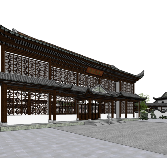 中式古建民房村落免费su模型下载、民房村落草图大师模型下载
