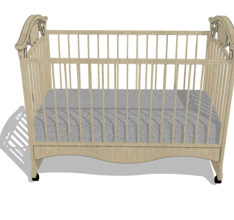 欧式婴儿床SU模型，婴儿床skb文件下载