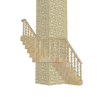 现代大理石双跑折梯草图大师模型，大理石双跑折梯sketchup模型免费下载