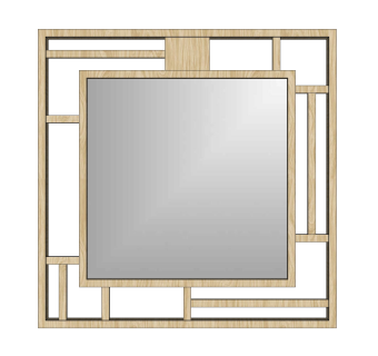 现代实木装饰镜su模型,摆件草图大师模型下载