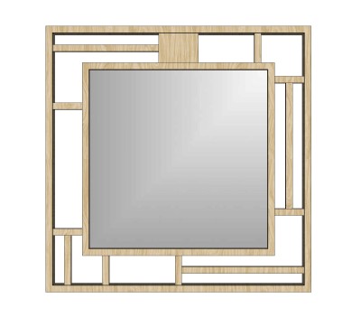 现代实木装饰镜su模型,摆件草图大师模型下载