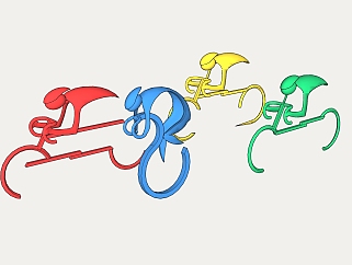 自行车运动<em>骑行雕塑</em>su模型,摆件草图大师模型下载