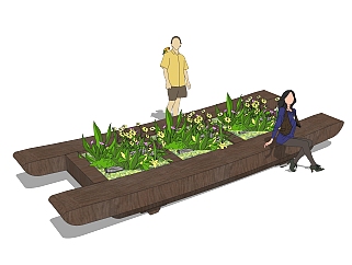 室外景观小品sketchup模型，<em>异形</em>花池景观植物skp文件...
