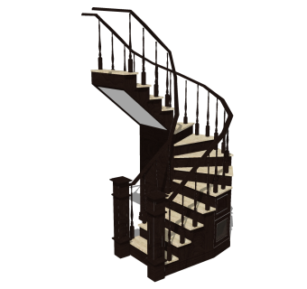现代实木双跑折梯草图大师模型，实木双跑折梯sketchup模型免费下载