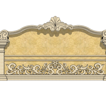 欧式景观墙SU模型下载，景观墙skb模型分享