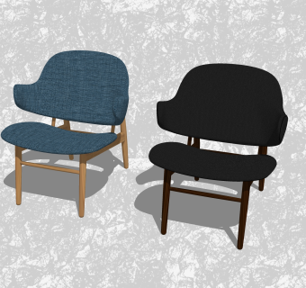 现代创意小座椅su模型，布艺休闲椅草图大师模型下载