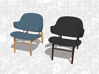 现代创意小座椅su模型，布艺休闲椅草图大师模型下载