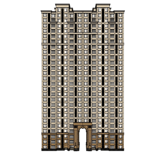 欧式公寓草图大师模型，公寓skp文件下载