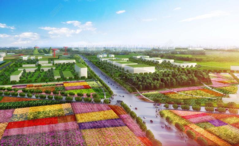 中国北京农业生态谷概念性规划 设计-示范区 鸟瞰图1