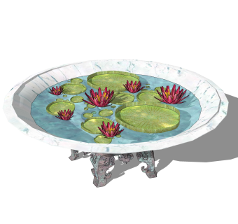 新中式水景摆件草图大师模型,现代摆件su模型下载