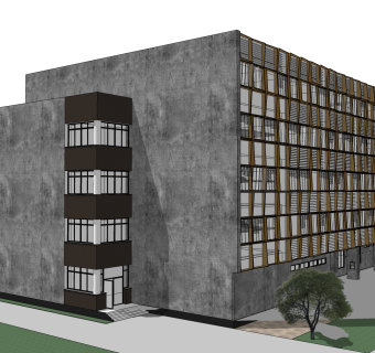 现代办公楼外观草图大师模型，办公楼外观sketchup模型免费下载