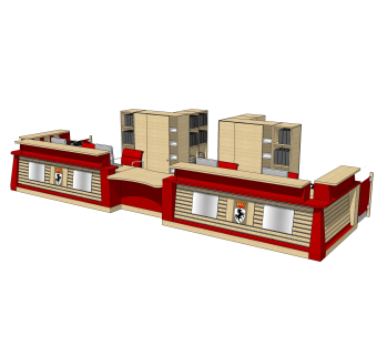 现代前台接待台sketchup模型，接待台skb文件下载