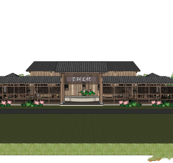 农耕文化民宿草图大师模型，民宿sketchup模型下载