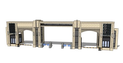 欧式入口大门sketchup模型下载，入口大门skb模型分享