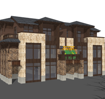 现代别墅外观草图大师模型，别墅外观sketchup模型免费下载