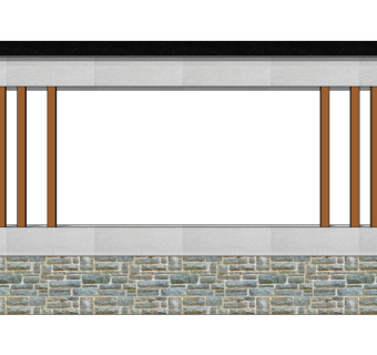 现代景观墙skp文件下载，景观墙SU模型