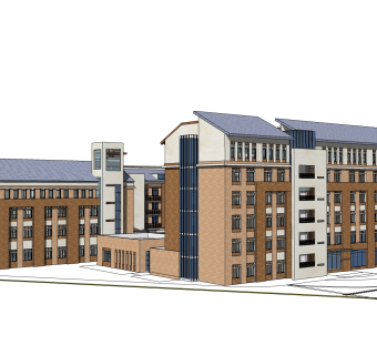 现代办公楼草图大师模型，办公楼sketchup模型免费下载