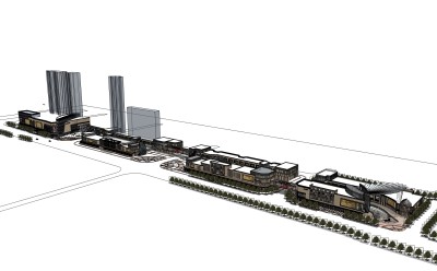 现代商业街草图大师模型，商业综合体sketchup模型免费下载
