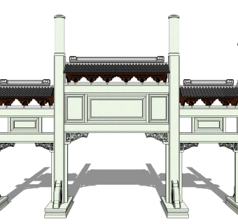 徽派牌坊建筑草图大师模型下载、徽派牌坊建筑su模型下载