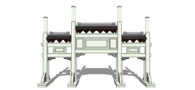 徽派牌坊建筑草图大师模型下载、徽派牌坊建筑su模型下载