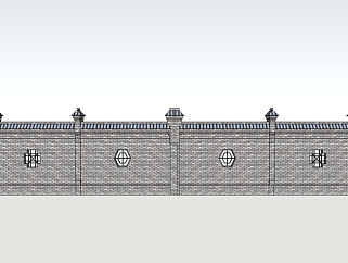 中式围墙院墙草图大师模型skp文件，围墙sketchup模型skp文件下载