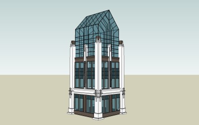 新古典景观塔草图大师模型，景观塔sketchup模型skp文件下载