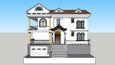 欧式独栋别墅su模型免费下载，sketchup别墅草图大师模型