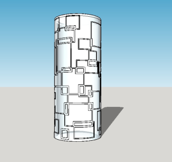 现代装饰柱草图大师模型，饰品sketchup模型下载