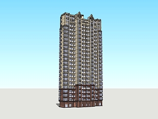 新古典高层<em>公寓楼</em>草图大师模型，<em>公寓</em>sketchup模型
