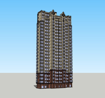 新古典高层公寓楼草图大师模型，公寓sketchup模型