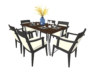欧式餐桌椅草图大师模型下载，餐桌椅SU模型