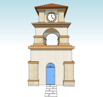 欧式钟楼楼草图大师模型，钟楼sketchup模型免费下载