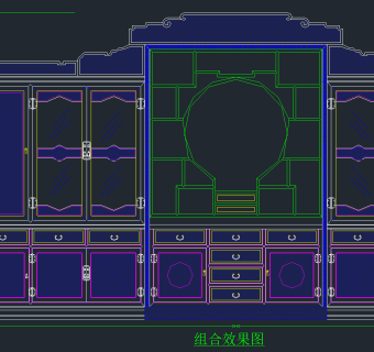 中式古典书柜家具CAD图库，书柜家具CAD施工图纸下载