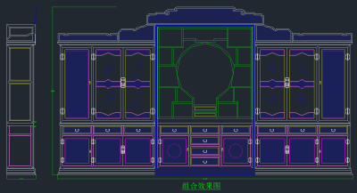 中式古典书柜家具CAD图库，书柜家具CAD施工图纸下载